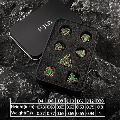 PJOY Metal Dice Set D&D for Dungeons and Dragons Green Metal Druid DND Dice - Image 6