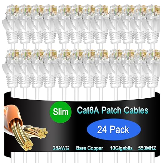 Cat6a Slim Ethernet Patch Cable 3 ft, Cat6a Patch Cable by Lysymixs