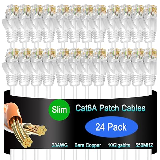 Cat6a Slim Ethernet Patch Cable 2 ft, Cat6a Patch Cable by Lysymixs