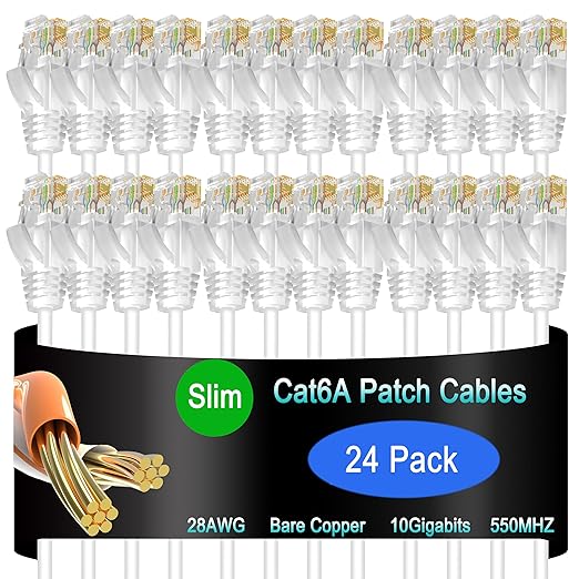 Cat6a Slim Ethernet Patch Cable 0.5 ft, Cat6a Patch Cable by Lysymixs