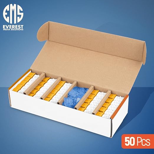 Everest 90° Angled RJ45 Cat5e Keystone Jacks 50-Pack in Yellow - Image 2