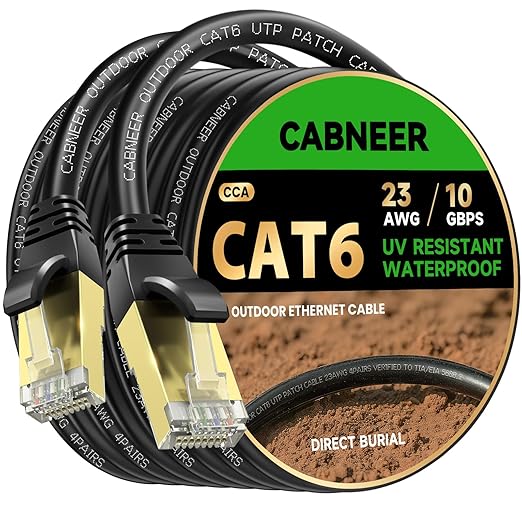Cat 6 Ethernet Cable 30 ft, Outdoor & Indoor 23AWG 10Gbps High Speed, by CABNEER