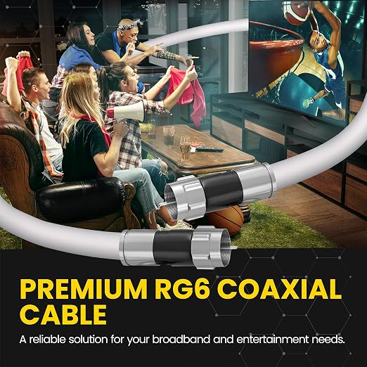 RG6 Coaxial Cable with F Connectors, High Speed Internet and TV Cord - Image 7