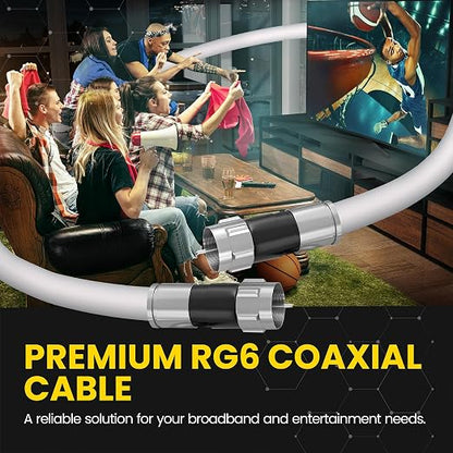 RG6 Coaxial Cable with F Connectors, High Speed Internet and TV Cord - Image 3