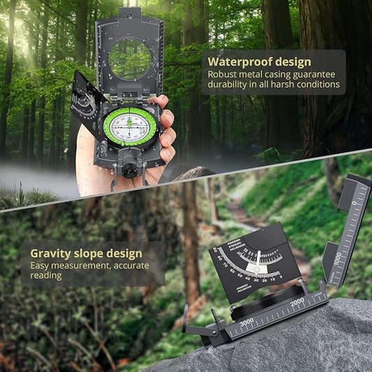 Anbte Compass Hiking Survival, IP65 Waterproof Metal Compass - Image 2