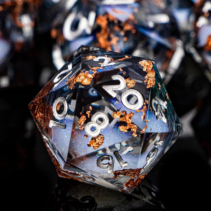 ARUOHHA Liquid Core DND Dice Set, RPG Silver Numbers Black Dungeons Polyhedral - Image 3