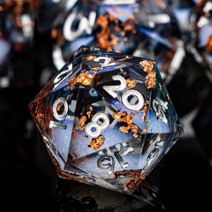 ARUOHHA Liquid Core DND Dice Set, RPG Silver Numbers Black Dungeons Polyhedral - Image 3