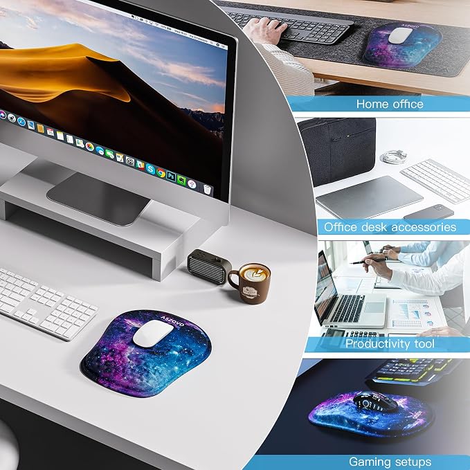 Mouse Pad with Wrist Rest, Ergonomic Mousepads with Wrist Support, Soft Lycra - Image 7
