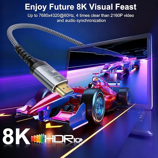 8K Fiber Optic HDMI Cable 65FT, 48Gbps Ultra High Speed Long HDMI 2.1 Cord - Image 2