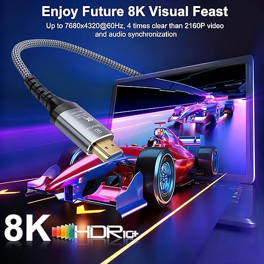8K Fiber Optic HDMI Cable 6FT, 48Gbps Ultra High Speed Long HDMI 2.1 Cord - Image 2