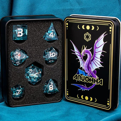 ARUOHHA Liquid Core DND Dice Set, Handmade RPG Koi Fish Dungeons Polyhedral - Image 7