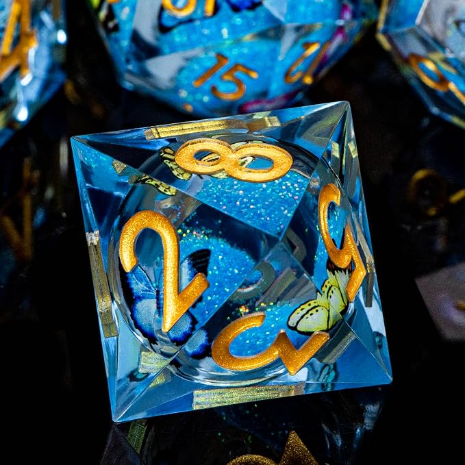 Butterfly DND Dice Blue Liquid Core Dice Set - Image 5
