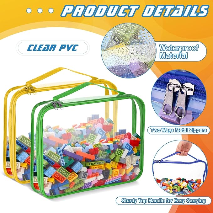 Sanwuta 6 Packs Toy Storage Bags, PVC Organizing Case Bags - Image 6