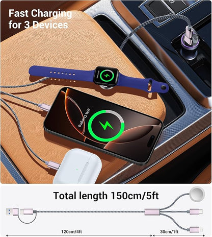 Temdan for Travel Vacation Essentials, 3 in 2 USB C Cable for Apple Watch - Image 4