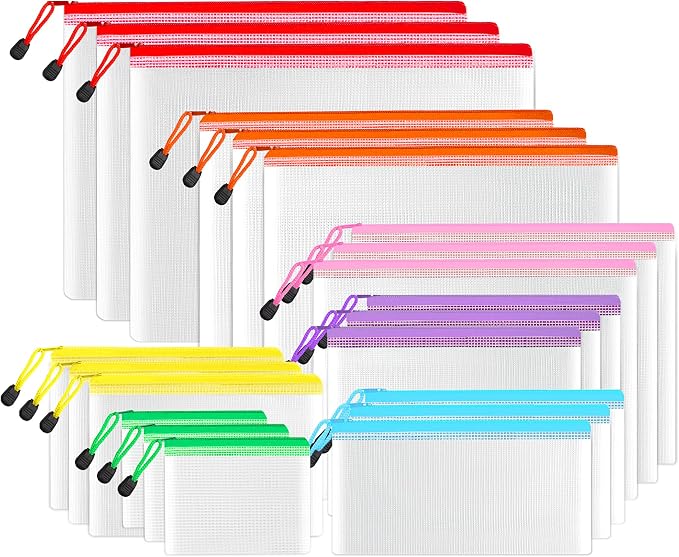 SUNEE Multisize Mesh Zipper Pouches, Water-Resistant Zip Bag by SUNEE