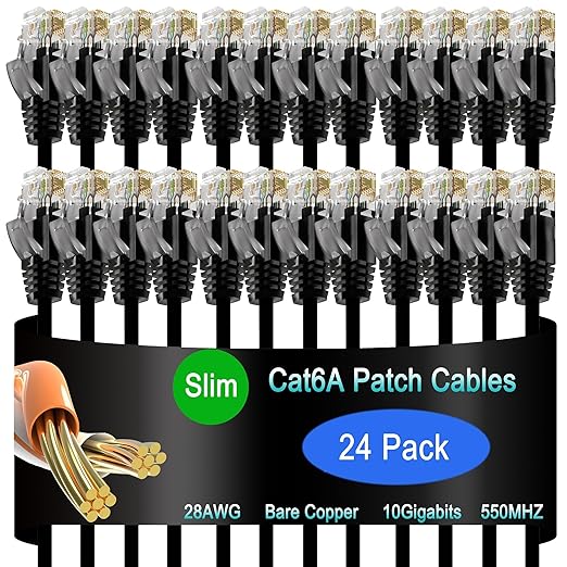 Cat6a Slim Ethernet Patch Cable 14 ft, Cat6a Patch Cable by Lysymixs