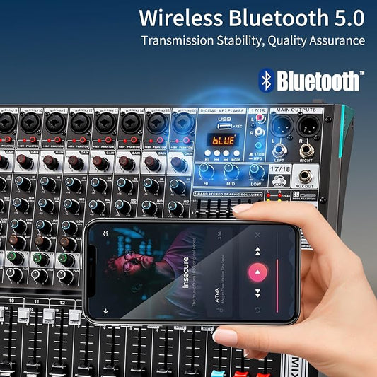 Audio Mixer, TKLBLS Professional 16 Channel DJ Mixer Board - Image 2