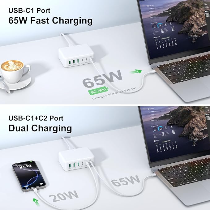 USB C Fast Charger, 150W 6 Port Desktop PD GaN Fast Charger Charging Station - Image 5
