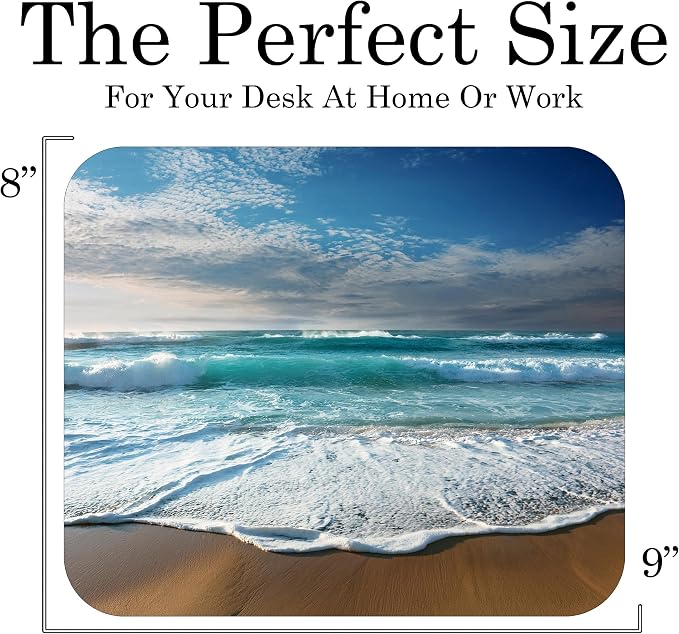 Coastal Shoreline Waves Sandy Beach Theme Mouse Pad Mat Mousepad - Image 3