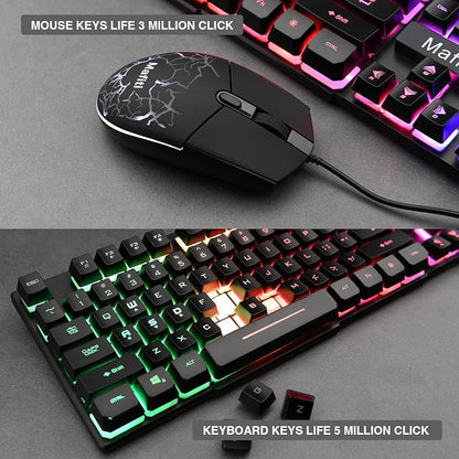 mafiti RK101 Computer Keyboard Mouse Combo Wired, RGB Backlit USB Keyboard - Image 2