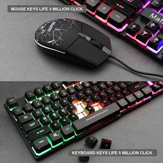 mafiti RK101 Computer Keyboard Mouse Combo Wired, RGB Backlit USB Keyboard - Image 2