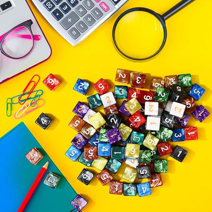 Poen 100 Pcs 16mm Dice Set Bulk, 6 Sided Standard Colored Dices - Image 2