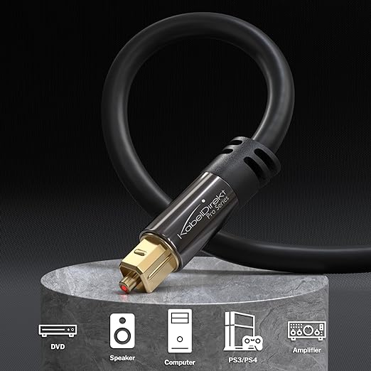 KabelDirekt TOSLINK – Optical Audio Cable – 15ft – Fiber Optic Cord, S/PDIF - Image 2