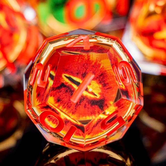 Magic Golden Ring DND Dice Set Sharp Edge Red Gaze Eye Resin Dice - Image 5