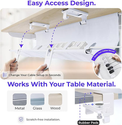Ascrono Original No Drill Under Desk Cable Management Tray 14.1" - Image 3