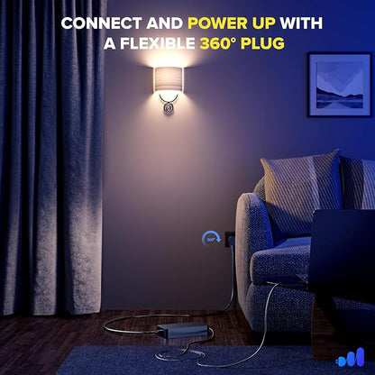 Maximm Monitor Computer Power Cord 1 Ft Flat Plug 360° Rotating PC Cable 3 - Image 5