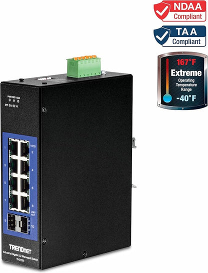 TRENDnet 10-Port Industrial Gigabit L2 Managed DIN-Rail Switch, 8 X Gigabit - Image 2