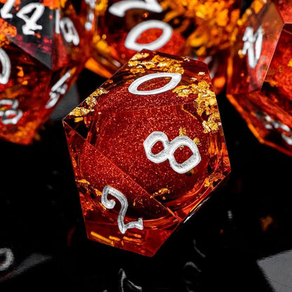 ARUOHHA Liquid Core DND Dice Set, RPG Silver Numbers Red Dungeons Polyhedral - Image 4