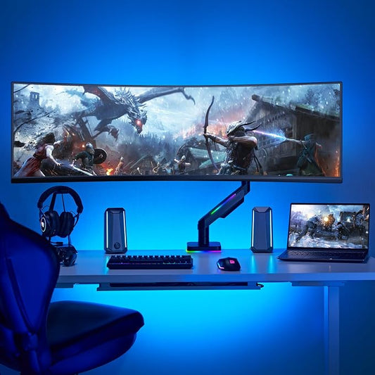 AVLT RGB Lights Single 17”-49” Gaming Monitor Arm Desk Mount, Fits One - Image 2
