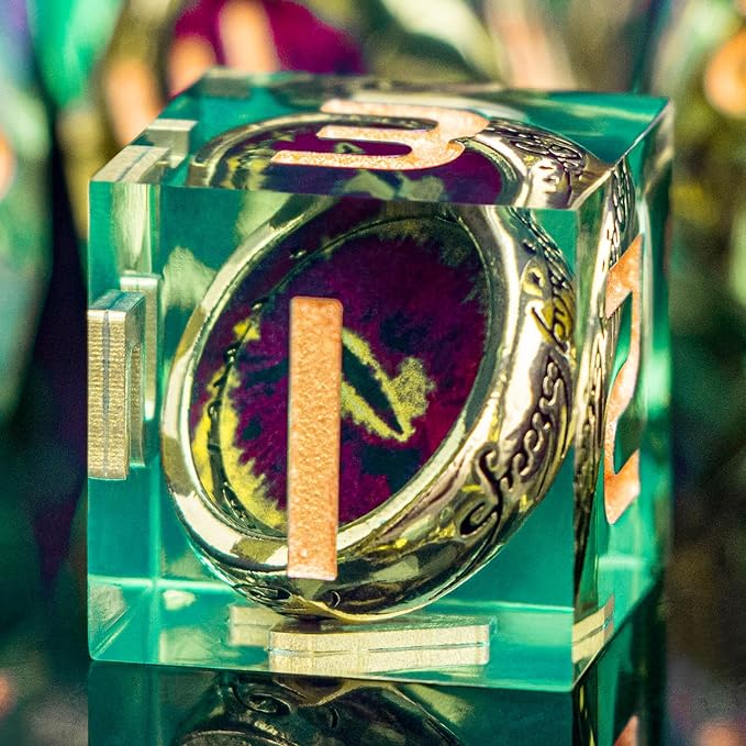 Magic Golden Ring DND Dice Set Sharp Edge Red Gaze Eye Resin Dice by ORIFANTOU