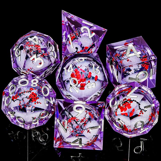 Plum Blossom DND Dice Purple Liquid Core Dice Set - Image 2