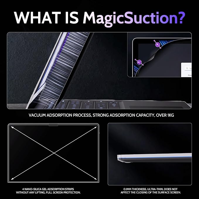Privacy Screen for 15 Inch Surface Laptop 6/5/4/3/2/1, MagicSuction™ Removable - Image 3