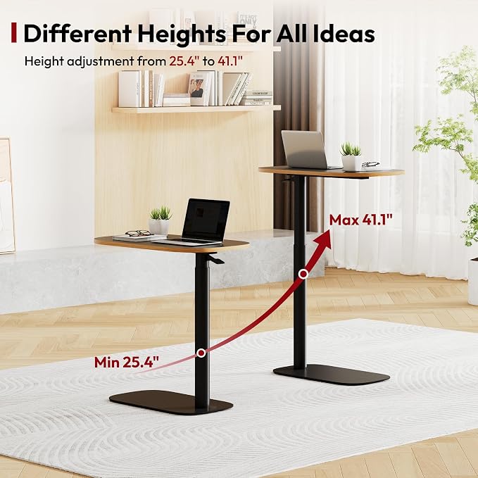 SANODESK Adjustable Overbed Bedside Table Pneumatic Adjustable Height Laptop - Image 5