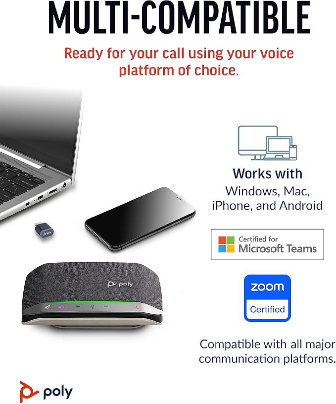 Poly Sync 20+ Personal Portable Bluetooth Speakerphone – Noise/Echo Reduction – - Image 7
