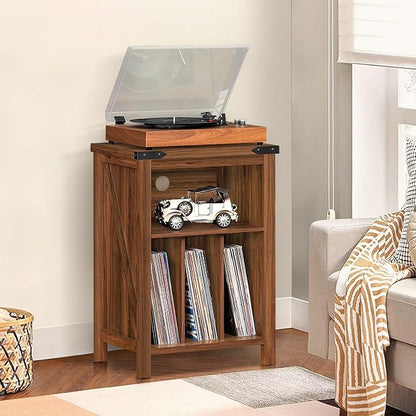 Record Player Stand with Vinyl Record Storage Holds up to 160 Albums, Large - Image 8