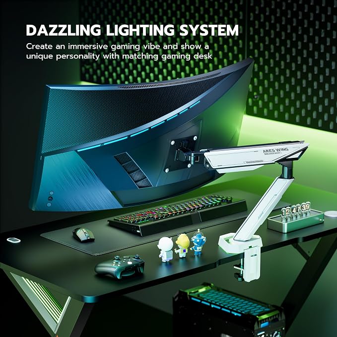 ARES WING RGB Single Monitor Arm Desk Mount - Image 8