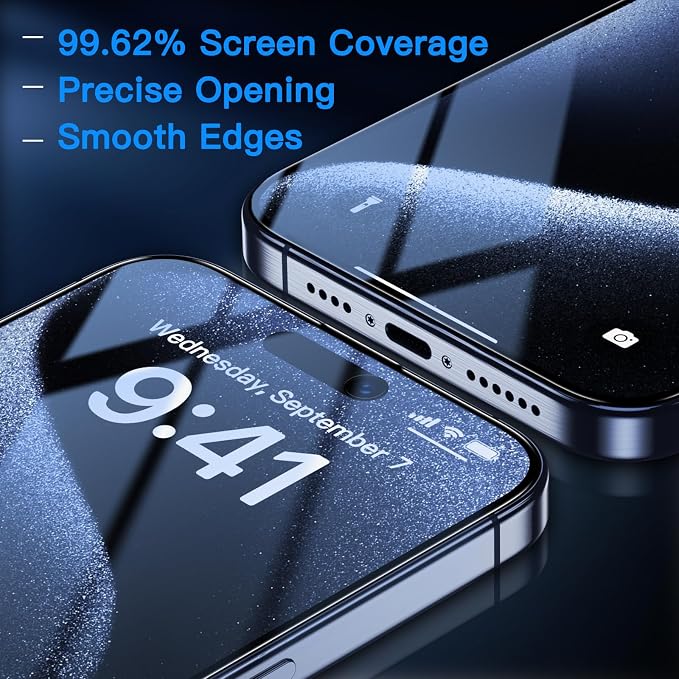 Uyiton Anti-Blue Light for iPhone 15 Pro Max Screen Protector - Image 6
