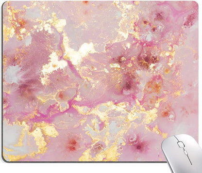 Mouse Pad, Cute Pink Gold Marble Mouse Pads by Armanza