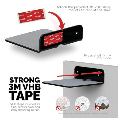 BRAINWAVZ 2-Pack 4” Small Floating Shelf Bluetooth Speaker Stand, Adhesive & - Image 5
