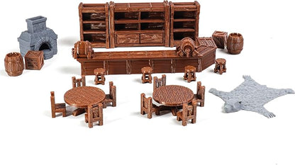 Tavern Bar Furniture Set, D&D Terrain, 3D Printed Tabletop RPG Scenery and - Image 2