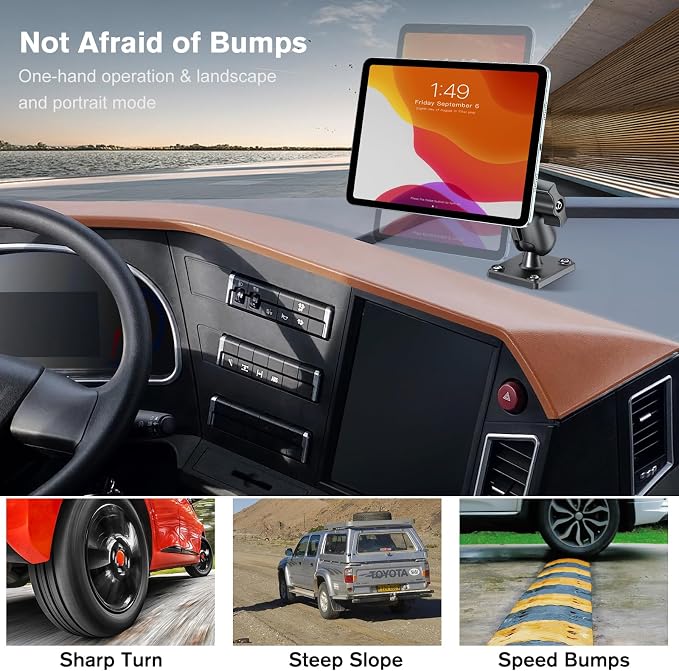 OHLPRO Magnetic Tablet Car Mount Holder, 360°Rotatable Drill Base iPad Wall - Image 6