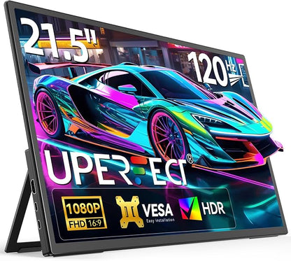 UPERFECT 21.5” 120HZ Portable Monitor w/Kickstand & VESA, Large Portable Gaming by UPERFECT