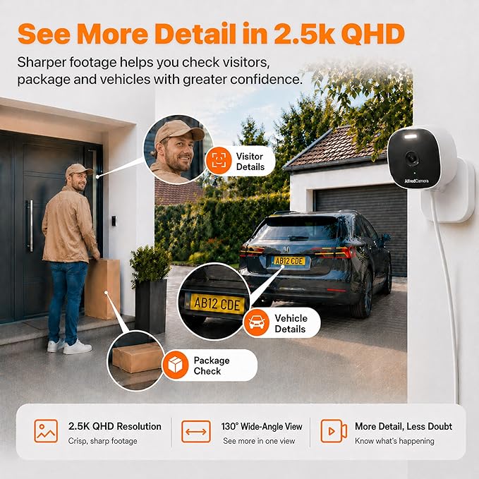 AlfredCam Plus 2 Smart Home Security Camera 2.5K, WiFi 2.4 & 5GHz, - Image 3