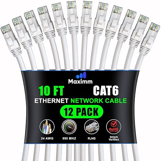 Maximm Cat 6 Ethernet Cable 10 Ft, Cat6 Cable, LAN Cable, Internet Cable by MaximmCable