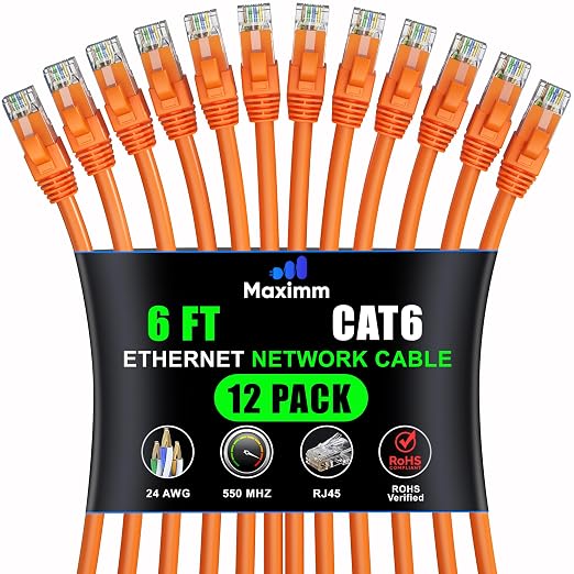 Maximm Cat 6 Ethernet Cable - 6 ft - High-Speed LAN by MaximmCable