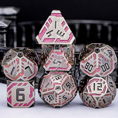 Metal DND Sci-fi Dice Set 7PCS Stripe Polyhedral Dice - Image 2